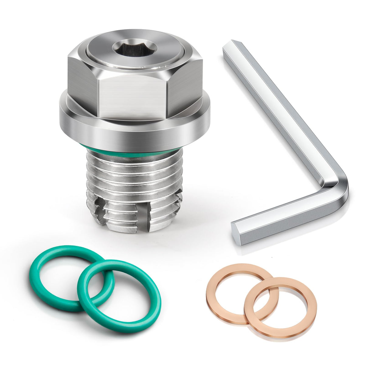 OxyGenie oversize piggyback drain plug main component for secure oil pan sealing