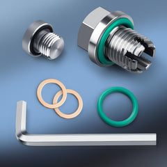 OxyGenie self-tapping oil pan repair kit ready for quick field fixes
