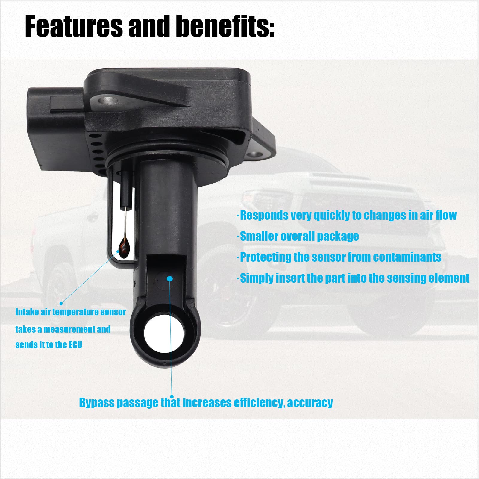 OYEAUTO MAF sensor back view with robust connector alignment.