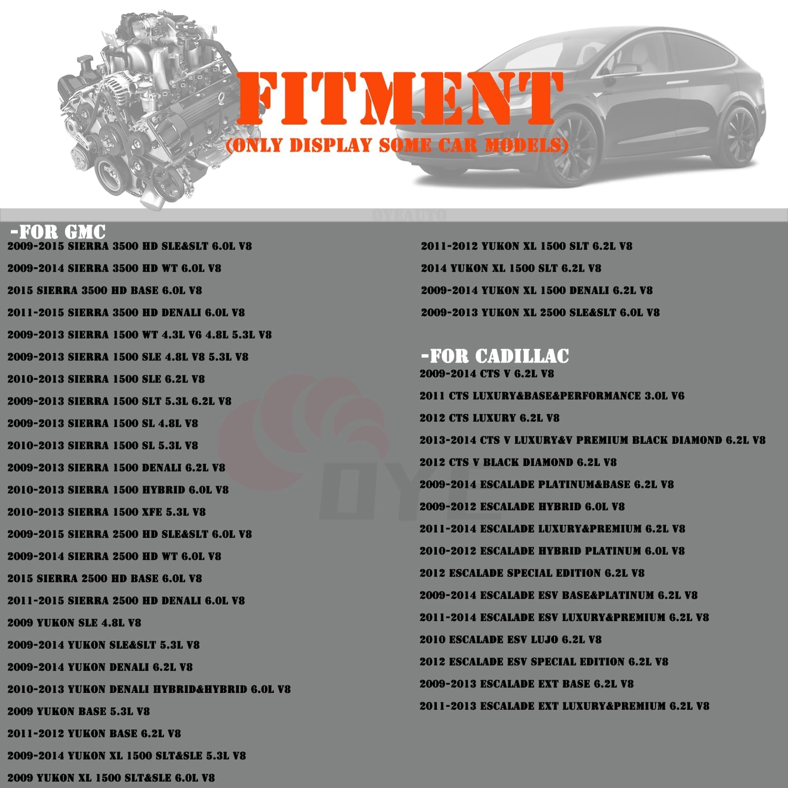 OYEAUTO MAF sensor label highlighting model compatibility