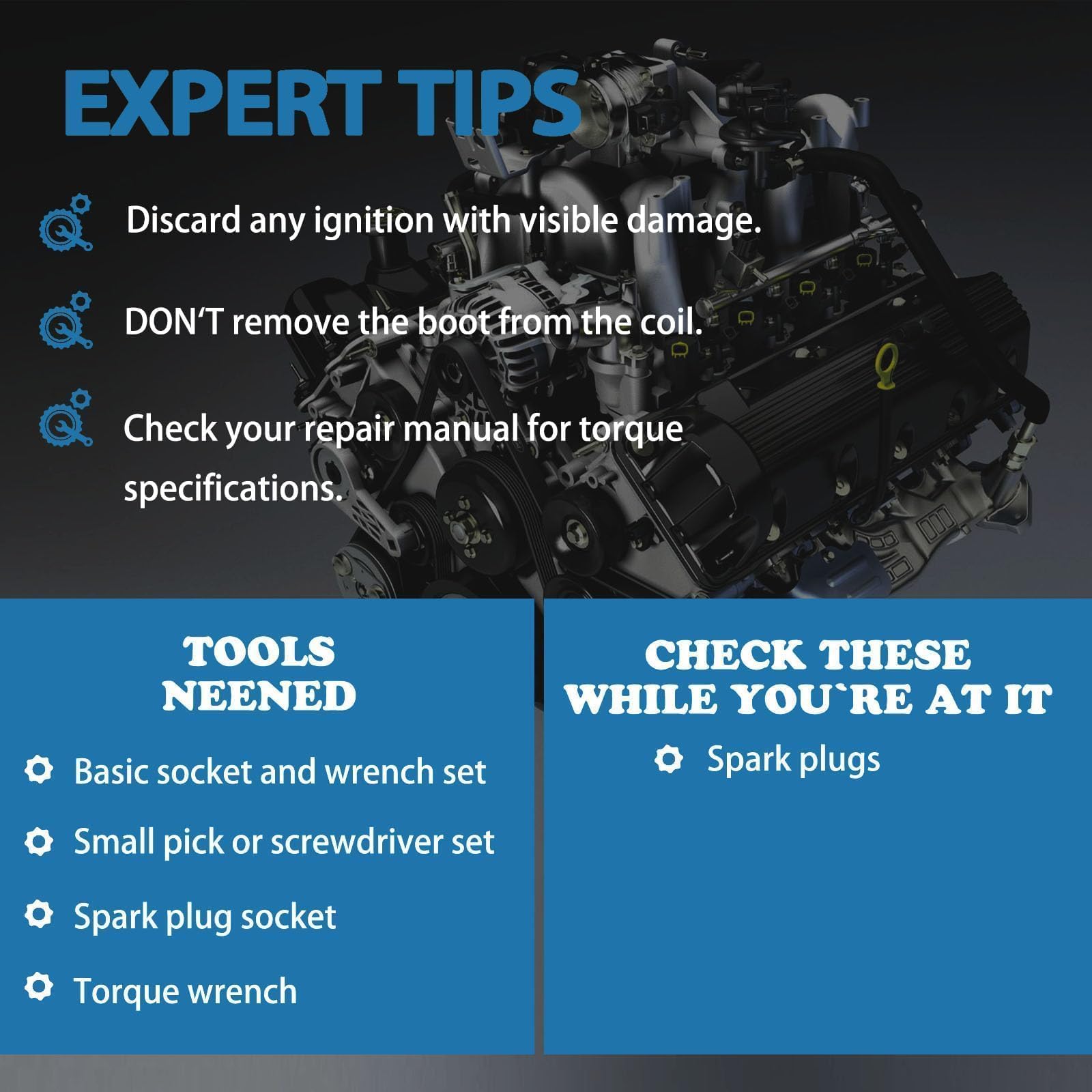 OYEAUTO UF549 coil pack box includes warranty information.