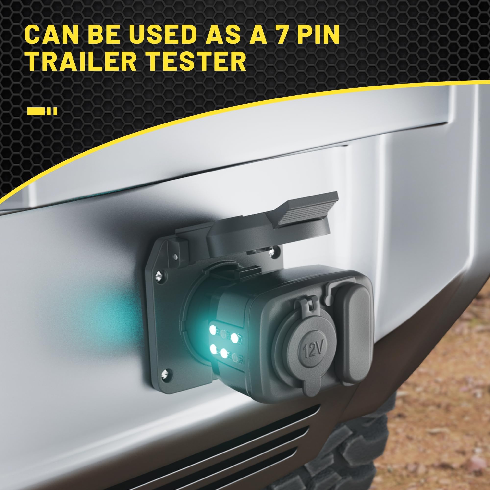 Oyviny 12V cigarette lighter outlet powers air compressors and lights on the go.