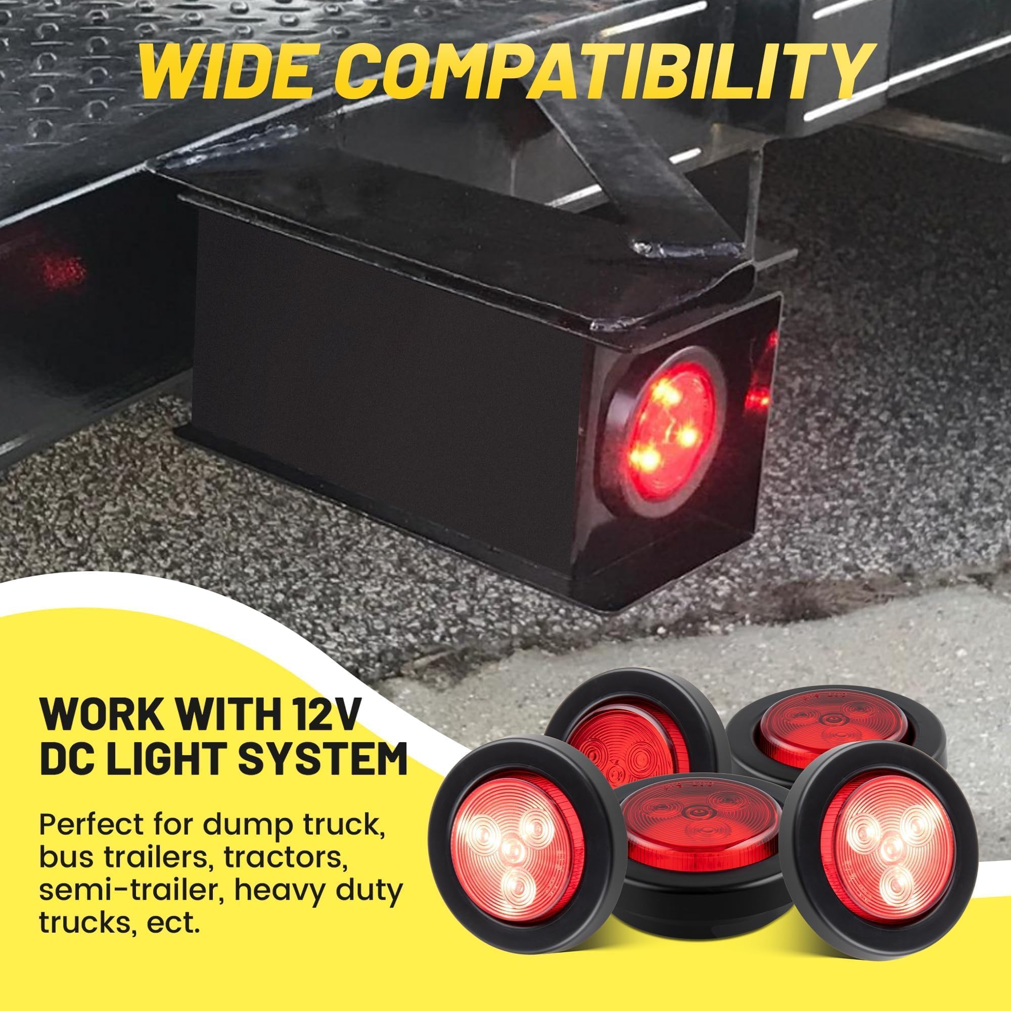 Oyviny 5-pack red LED clearance lights shown on a trailer.