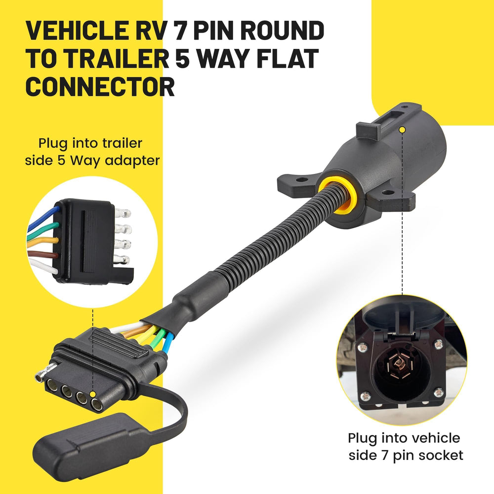 Oyviny 5 pin flat trailer plug compatible with standard light wiring systems