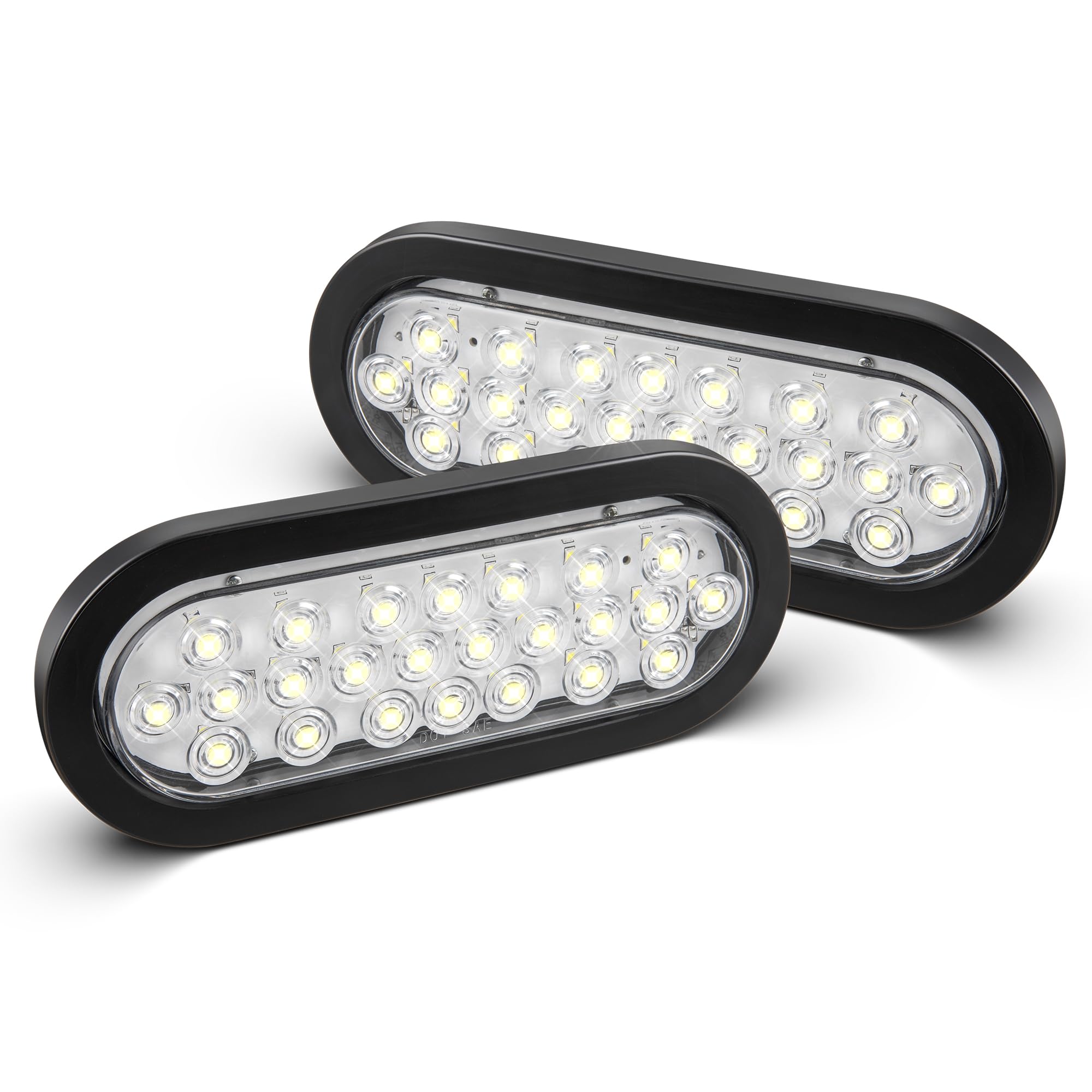 Oyviny 6-inch oval LED trailer light front view with flush-mount grommet for secure backup lighting.
