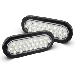 Oyviny 6-inch oval LED trailer light front view with flush-mount grommet for secure backup lighting.