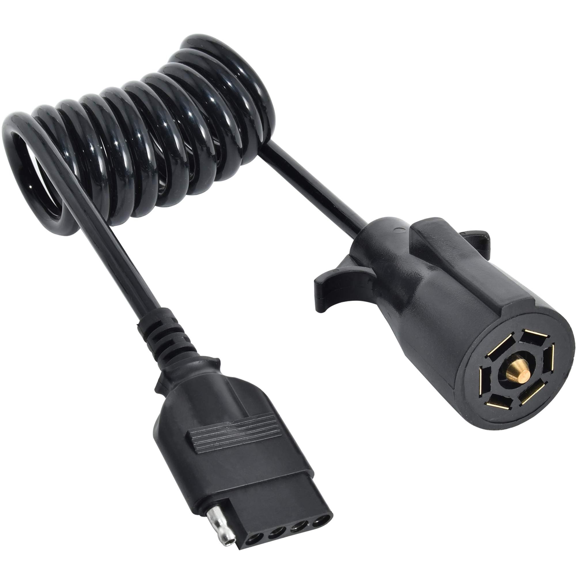 Oyviny 7-to-5 coiled adapter connects 7-pin to 5-pin for versatile towing needs.
