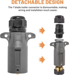 Oyviny 7-way trailer connector with durable plastic body for longevity.