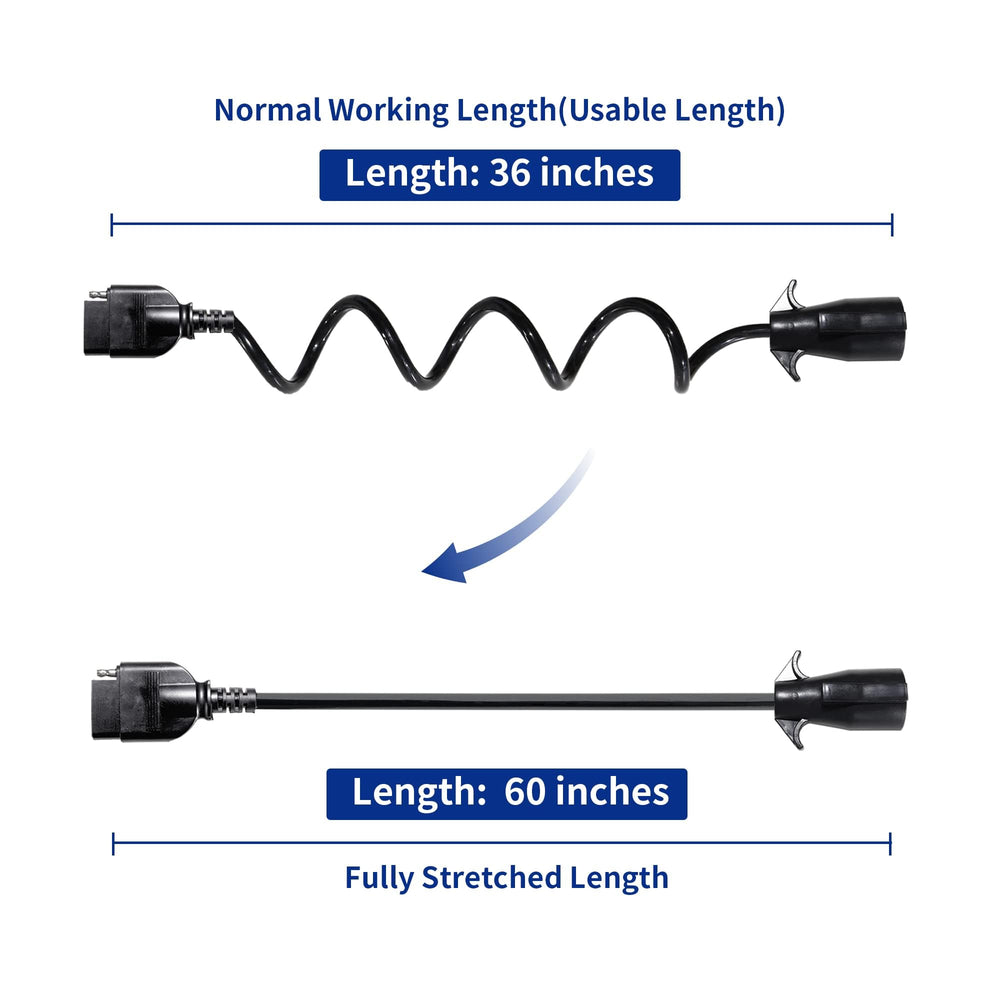 Oyviny coiled wiring design reduces drag and adds reach around trailers.