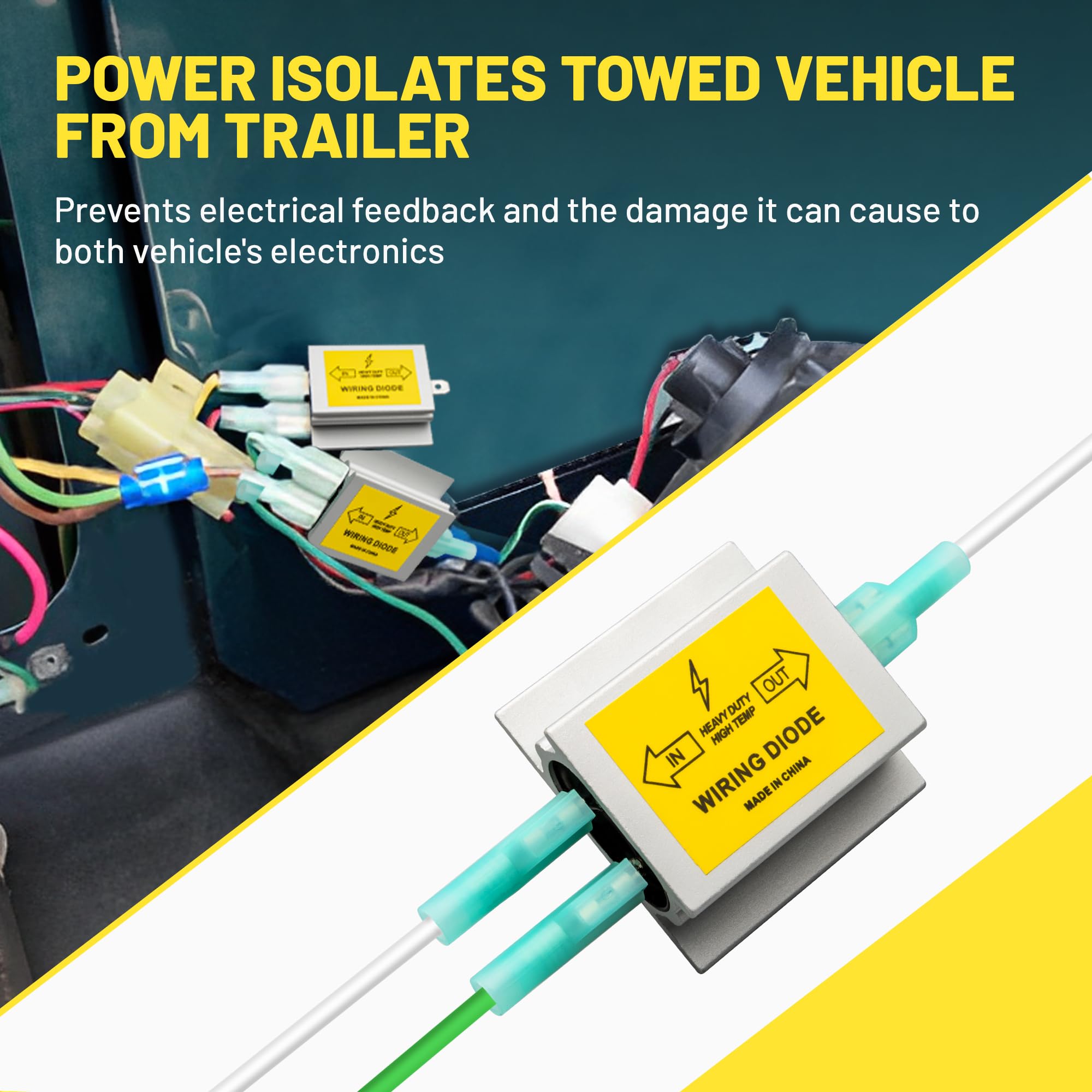 Oyviny Hy-Power diodes with spade connectors for simple harness replacement.
