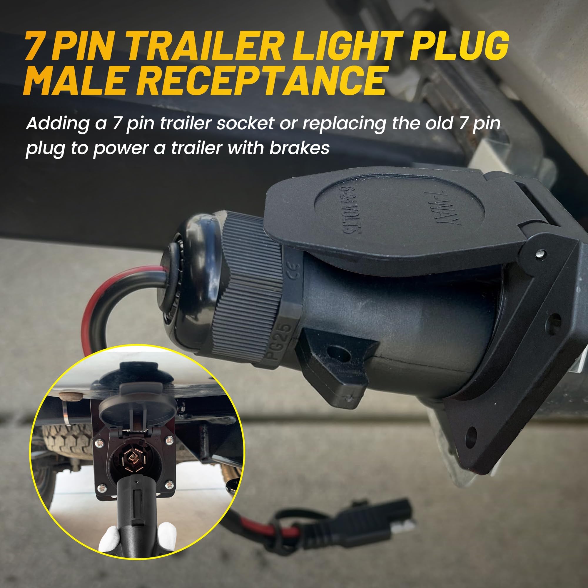 Oyviny IP68-sealed connector provides reliable connections for tail and brake lights.