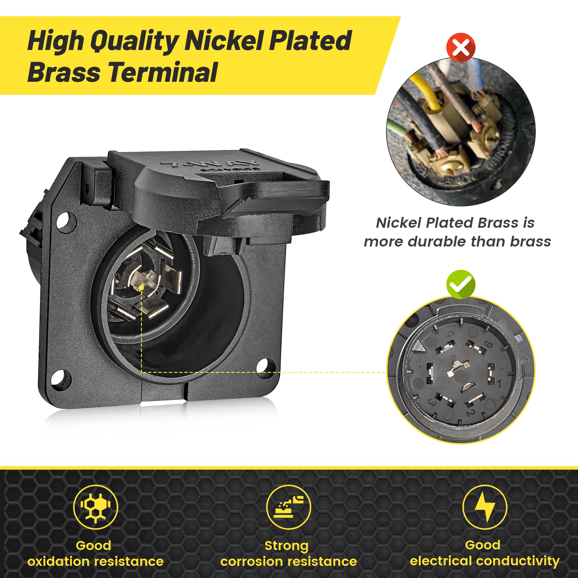 Oyviny nickel-plated brass terminals for improved conductivity