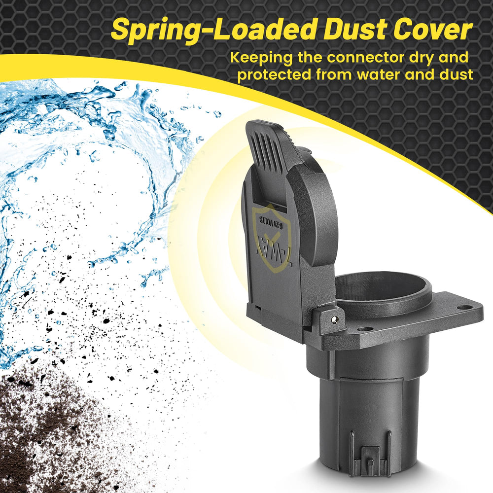 Oyviny RV blade 7-pin plug close-up highlighting durable terminals