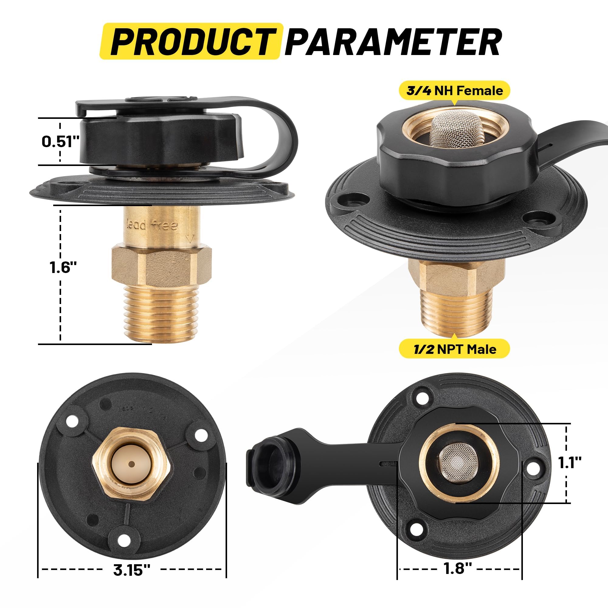 Oyviny compatibility with standard RV hoses for flexible connections