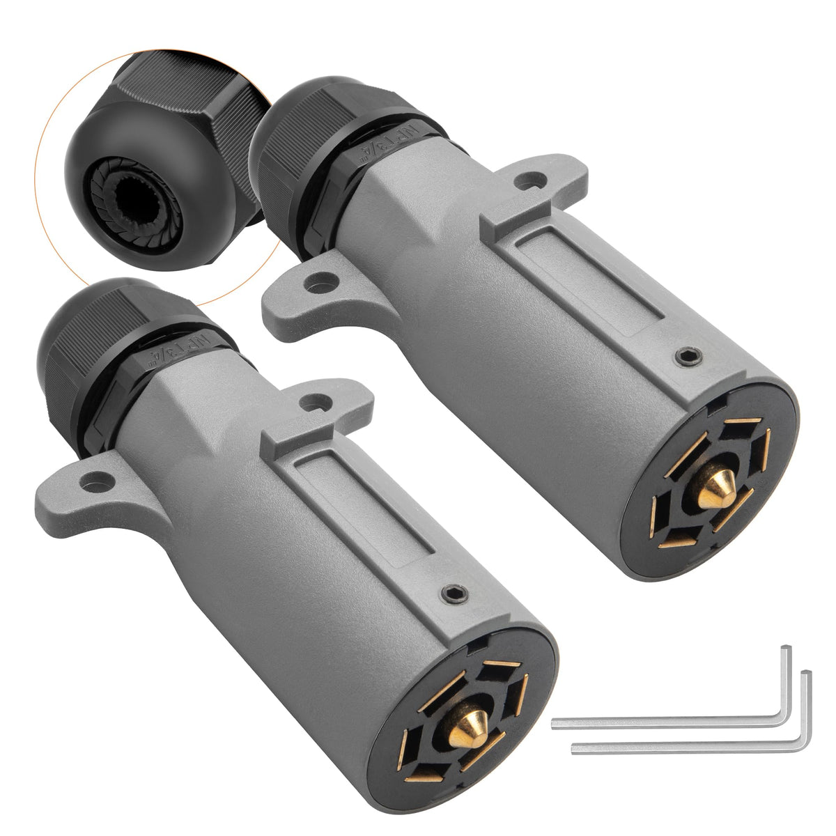 Oyviny RV 7-pin plug with waterproof seal for reliable connections.