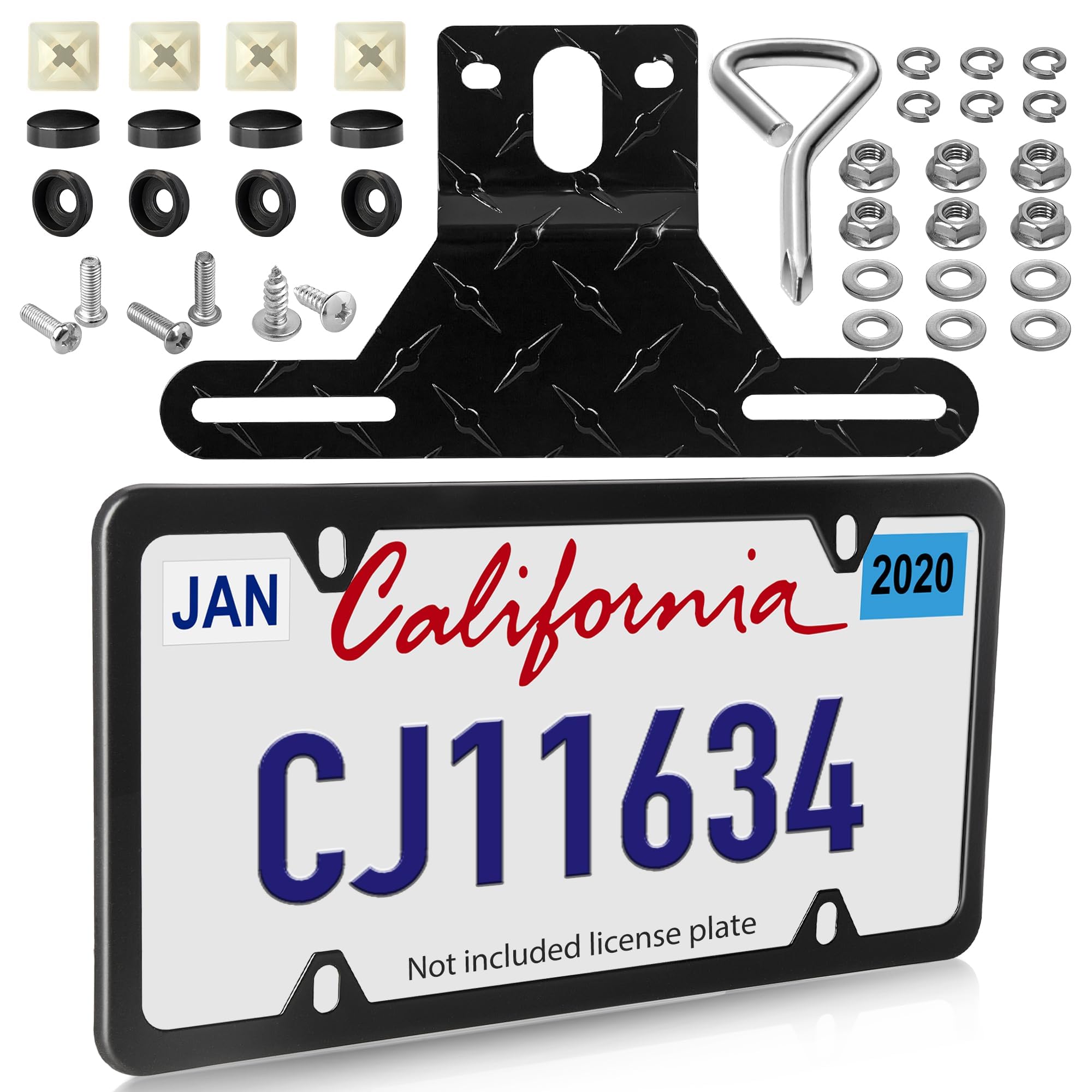 Oyviny trailer license frame universal black protects plates on boats, trucks, and trailers.