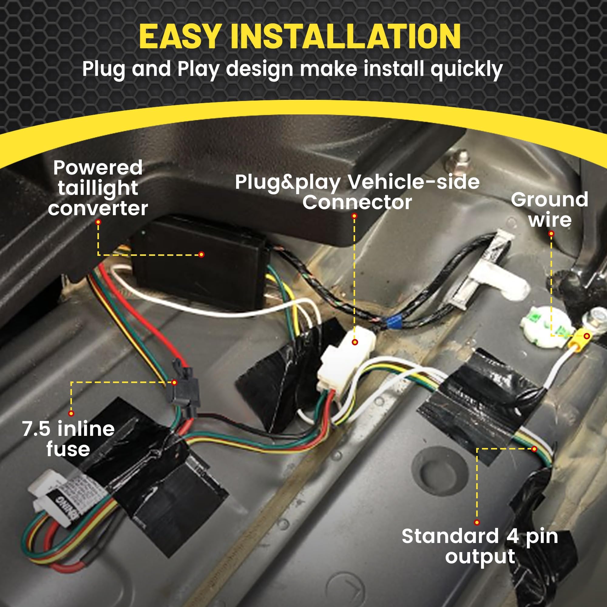 Oyviny trailer tail light connection demonstrating brake and turn signals