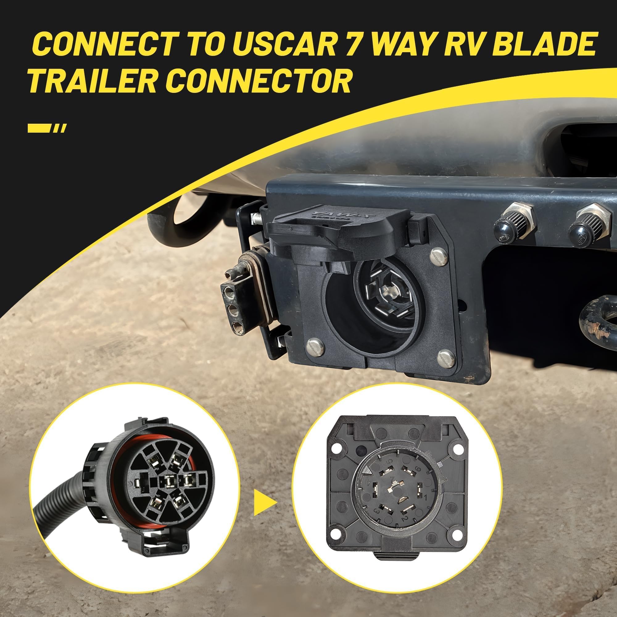 Oyviny USCAR 7-Pin back view connects to trailer plug