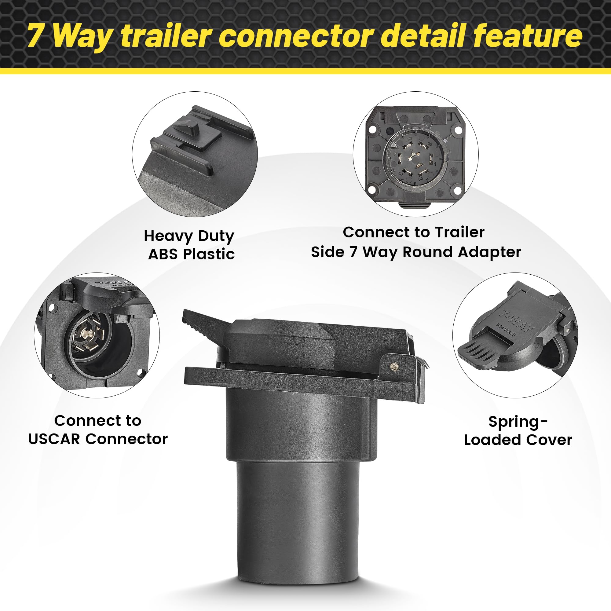 Oyviny USCAR 7-pin connector side-mount with bracket alignment for easy installation