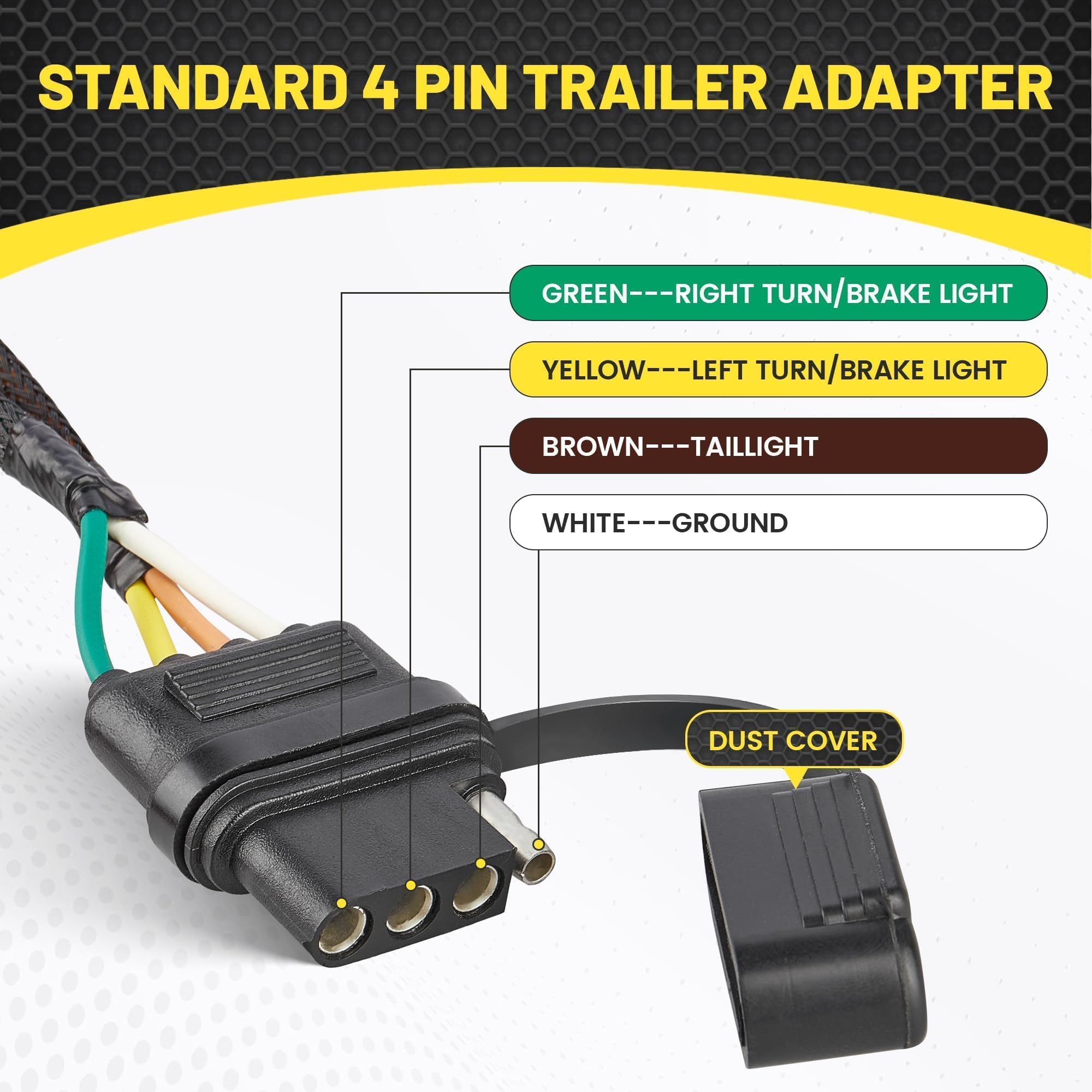 Oyviny USCAR 7-pin to 4-pin durable wiring uses 16 AWG copper for better conductivity.