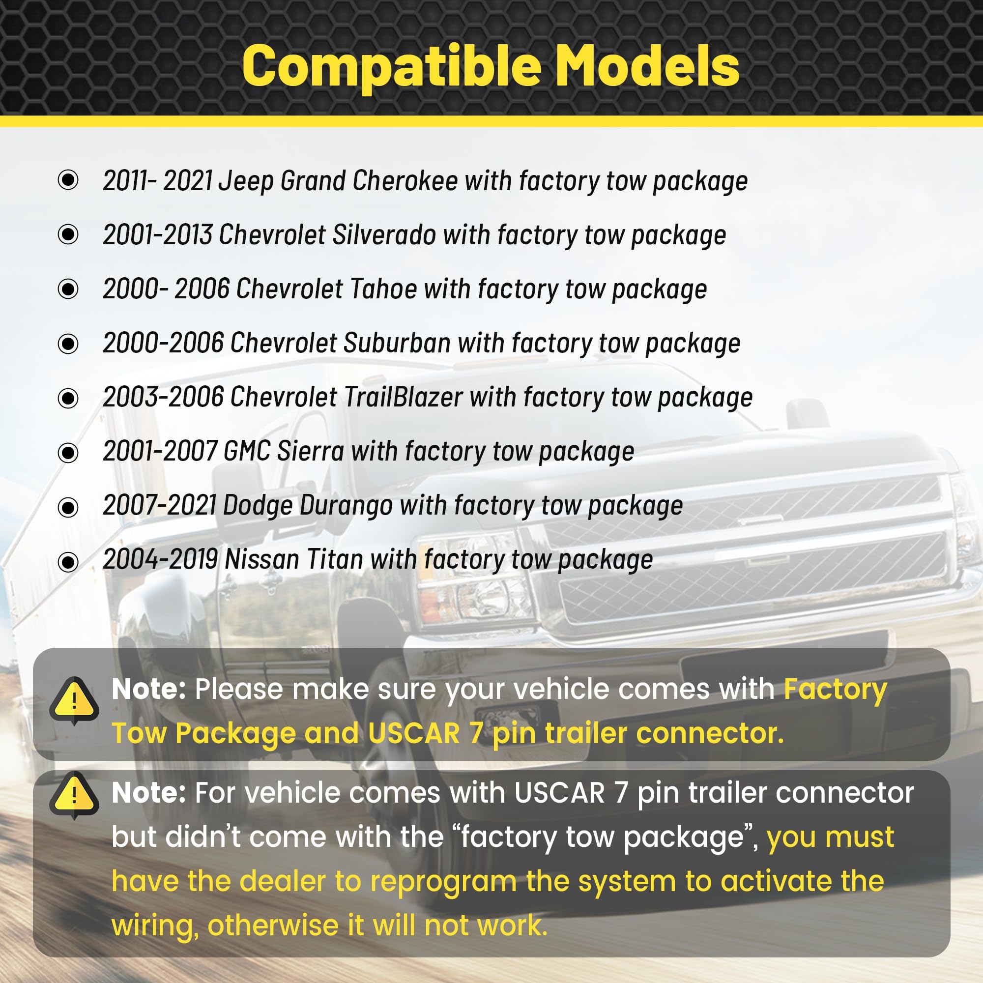 Oyviny USCAR 7-pin to 4-pin installation simplifies towing setup on compatible vehicles.