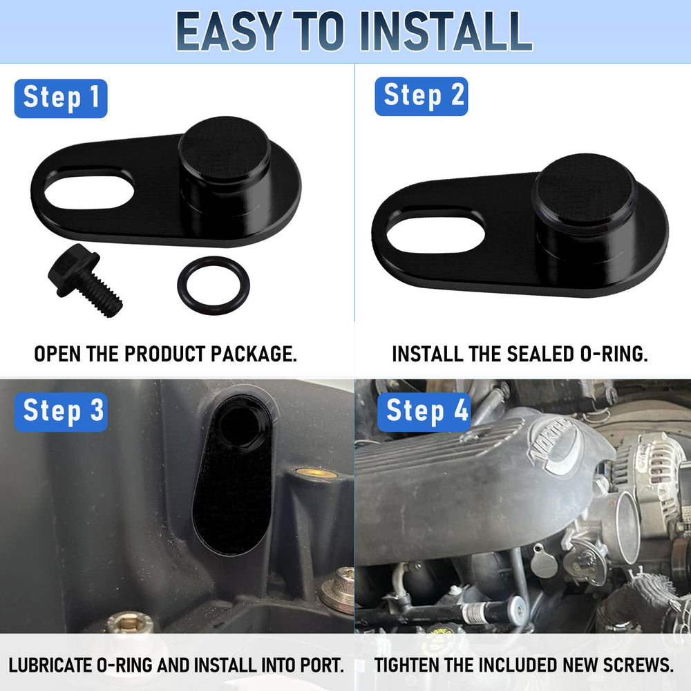Compact aluminum cap protects intake ports and maintains flow.