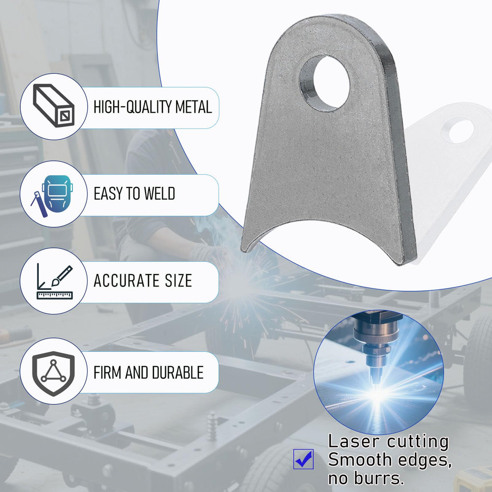 OywhC weld-on tabs fits axle 1.5 to 1.8 inches for versatility.