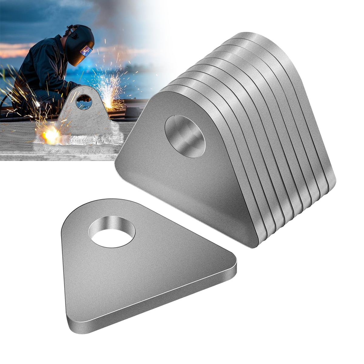 OywhC weld on tab with flat-bottom mount and 1/2 inch hole.