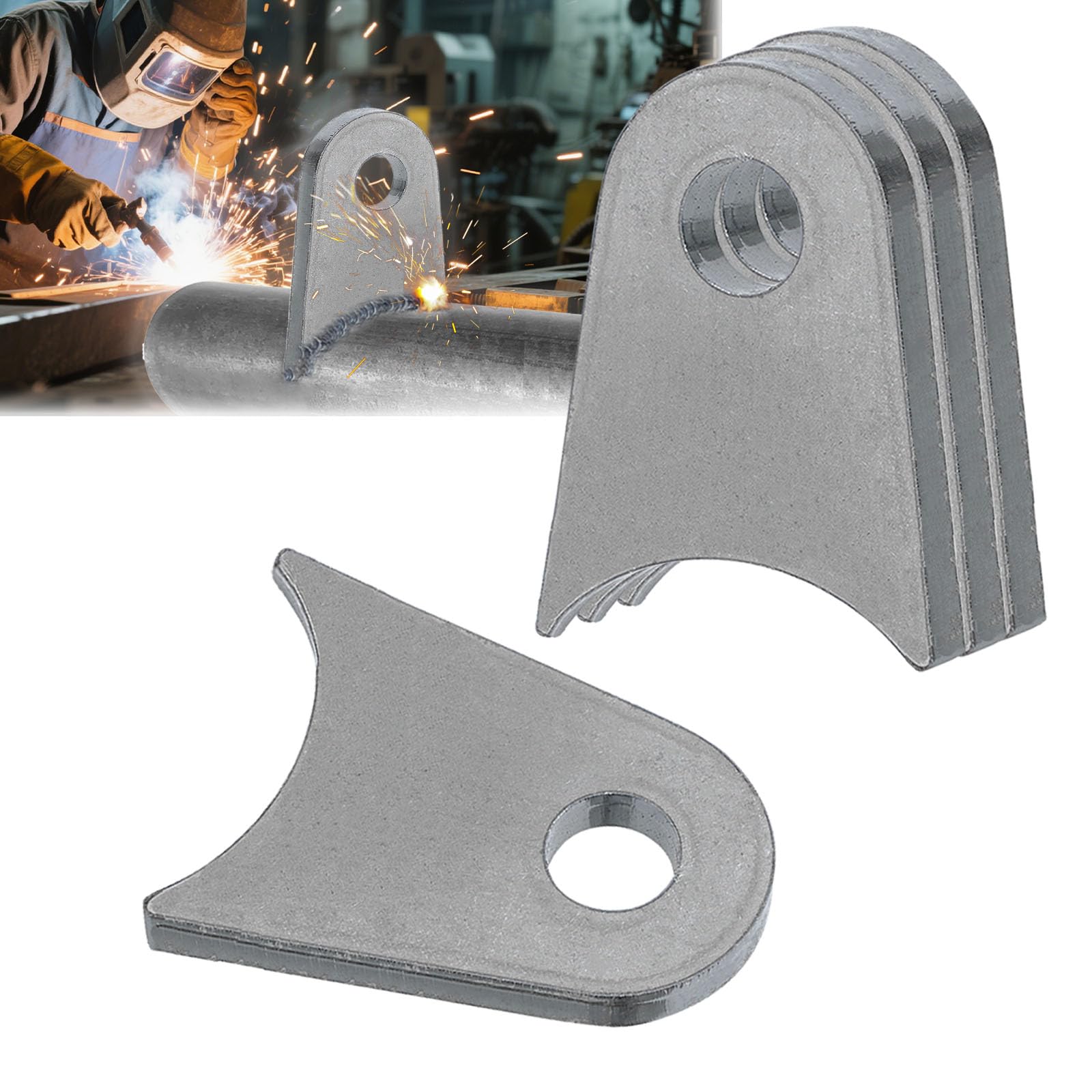 OywhC weld-on tabs half inch hole close-up for sturdy axle mounting.