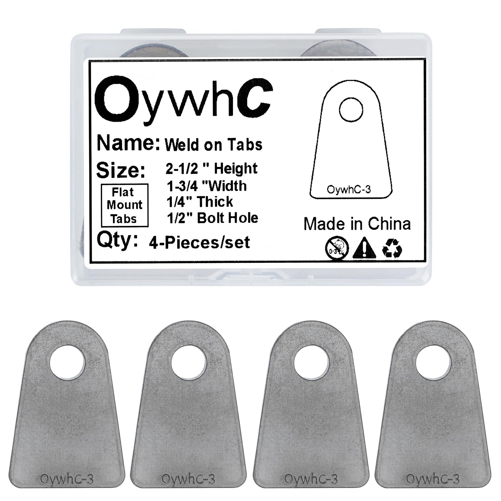 OywhC steel weld tab showing 2-1/2 inch height for added support