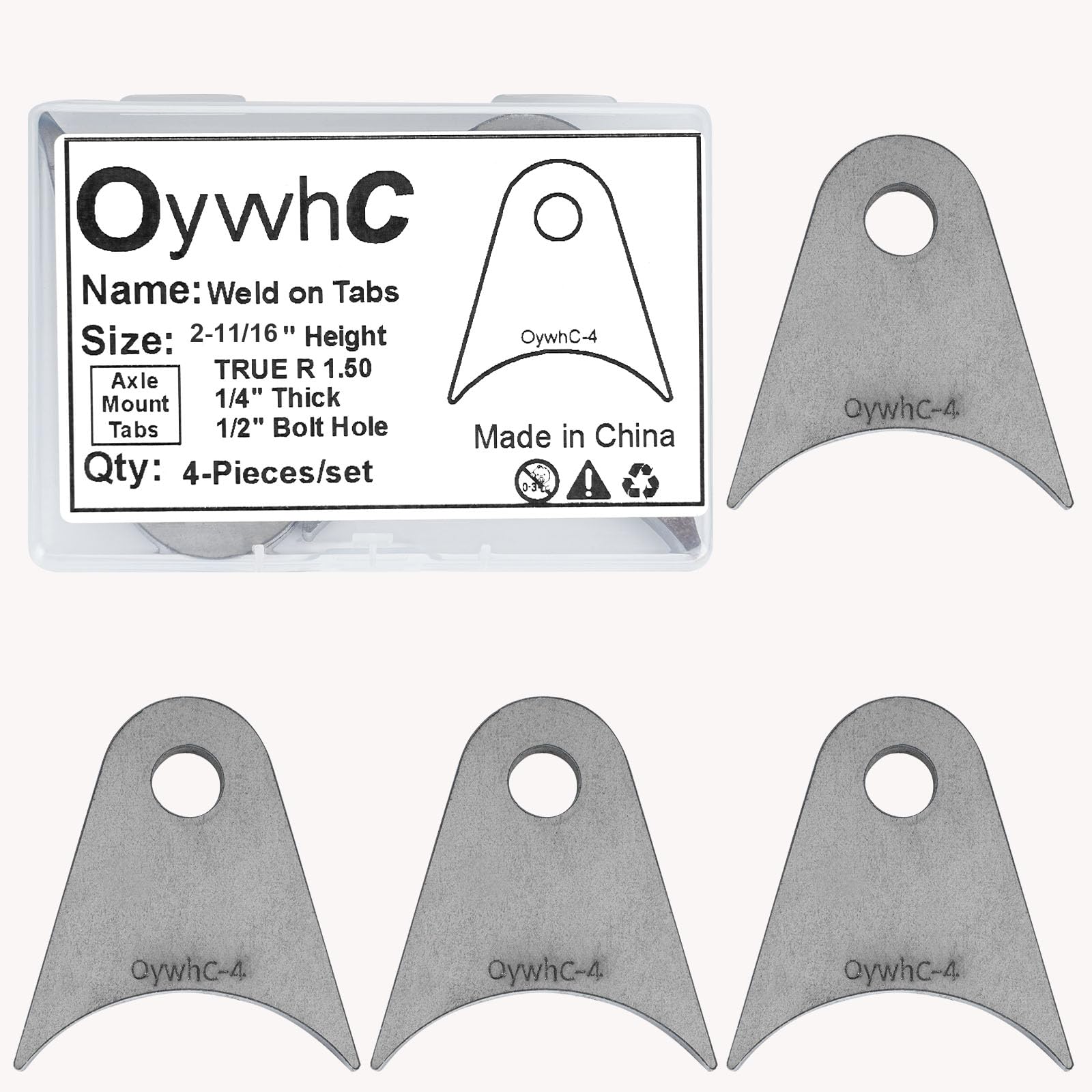 OywhC weld-on tab height 2-11-16 inches for balanced axle mounting
