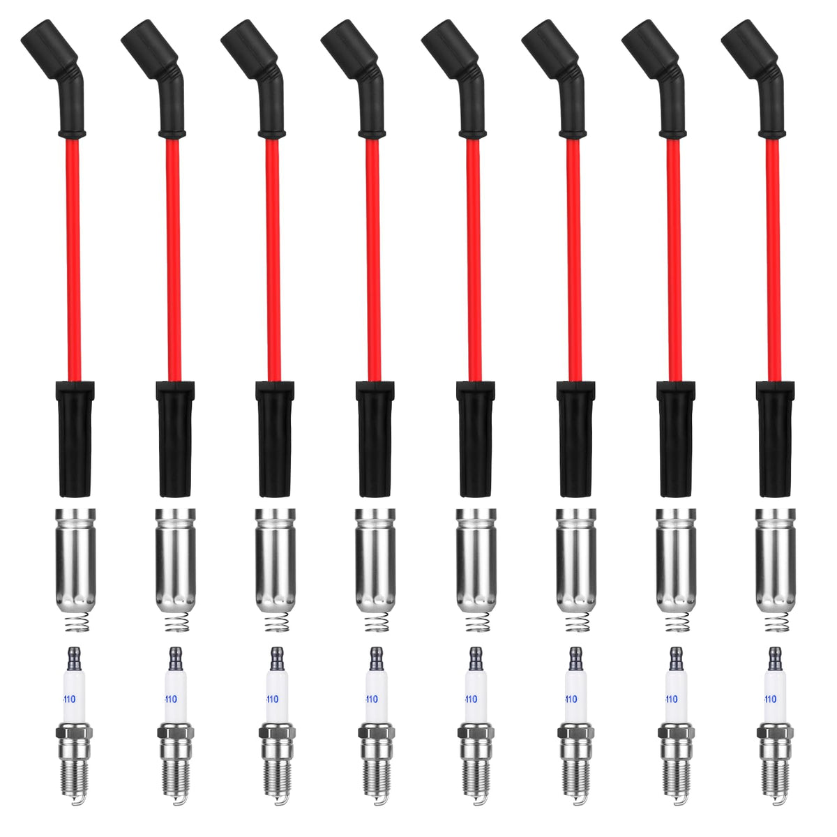 Ozikutech 8pc spark plug wires set enables quick, reliable ignition for GM V8 engines.