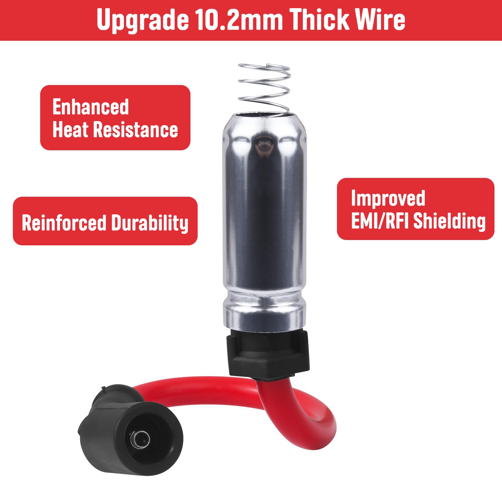 Ozikutech spark plug wires 8-pack side profile showing routing