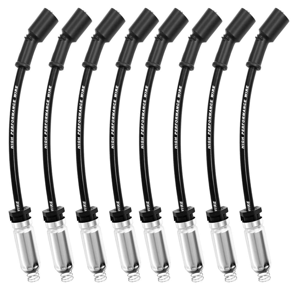 Ozikutech spark plug wires 8pcs front view with rugged black cables for ignition