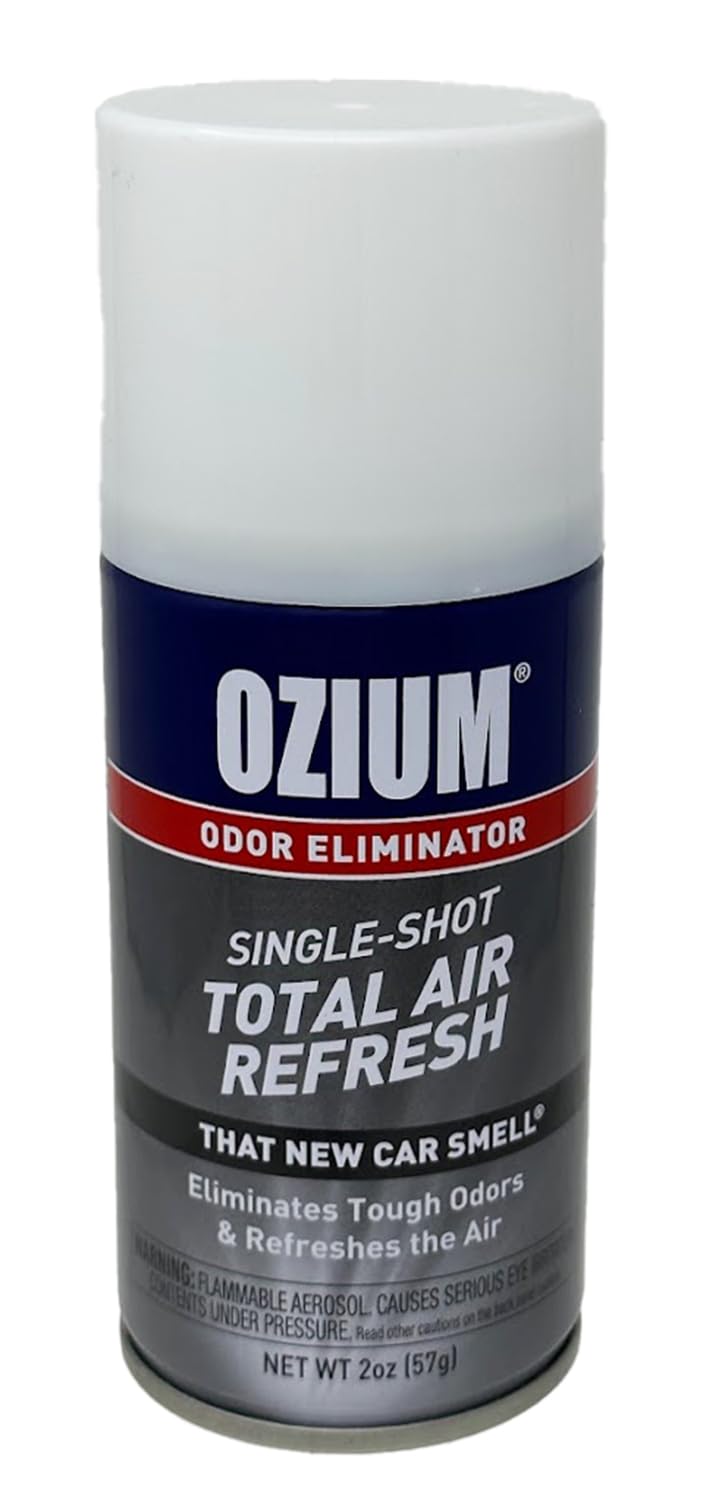 Ozium 2-pack car air freshener delivers that new car smell and lasting freshness.
