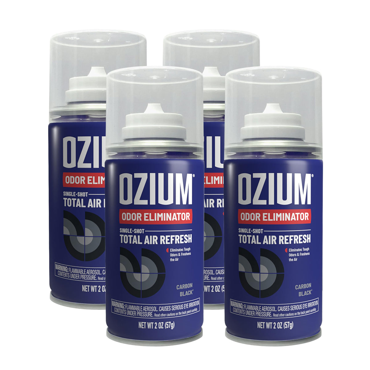 Ozium 2oz car odor eliminator bottle performing odor removal in the cabin