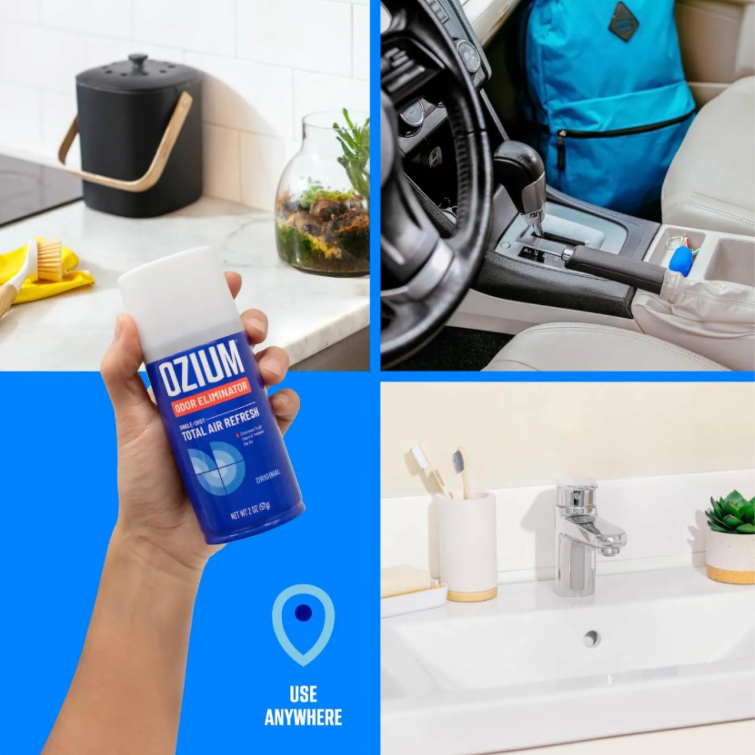 Ozium in-car refresh burst improves cabin feel with a quick spray
