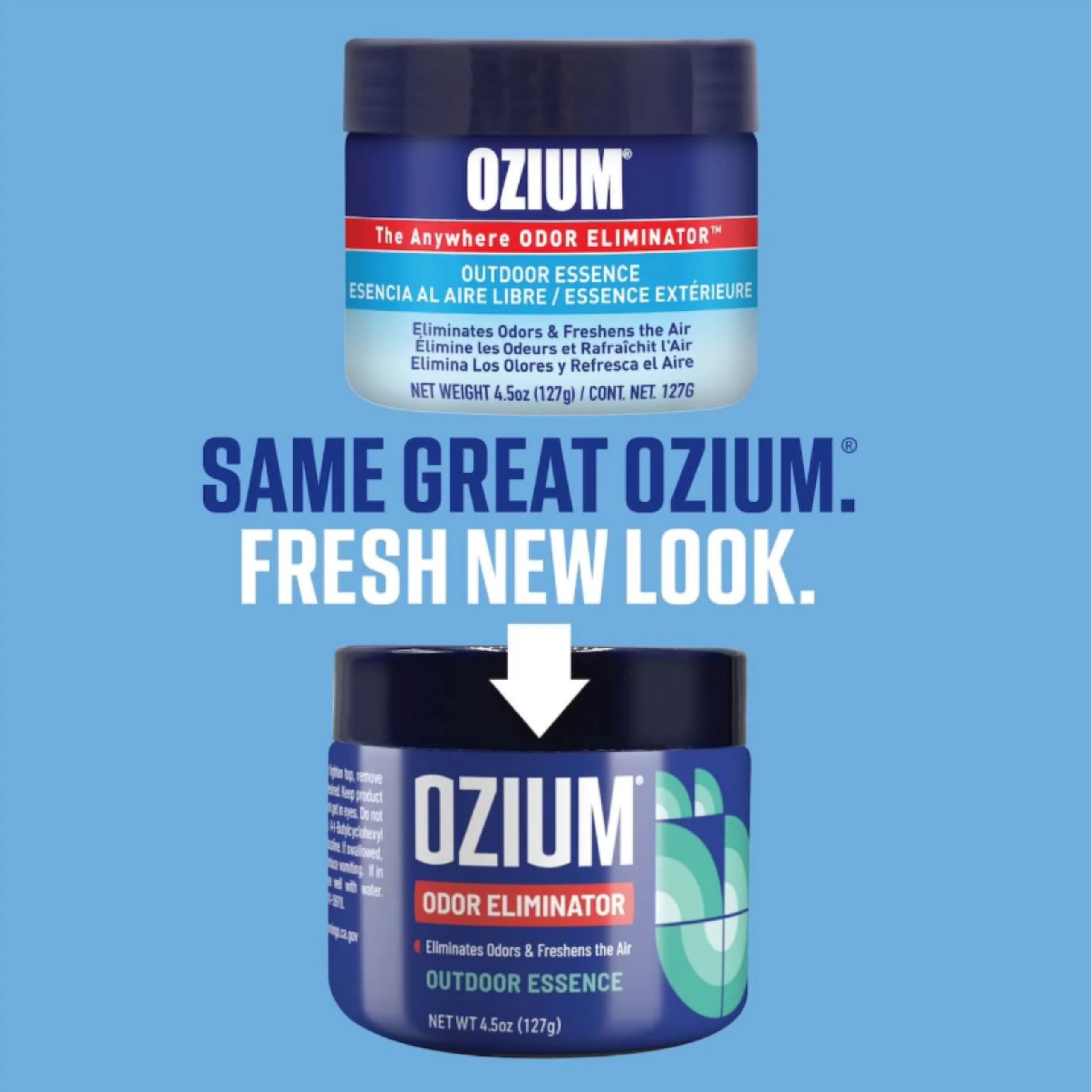 Ozium 4.5 oz gel in car highlights quick, subtle freshening on the go.