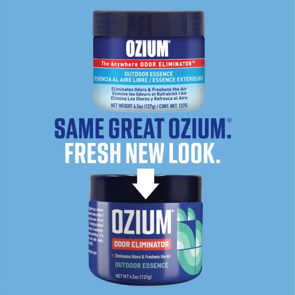 Ozium 4.5 oz gel in car highlights quick, subtle freshening on the go.