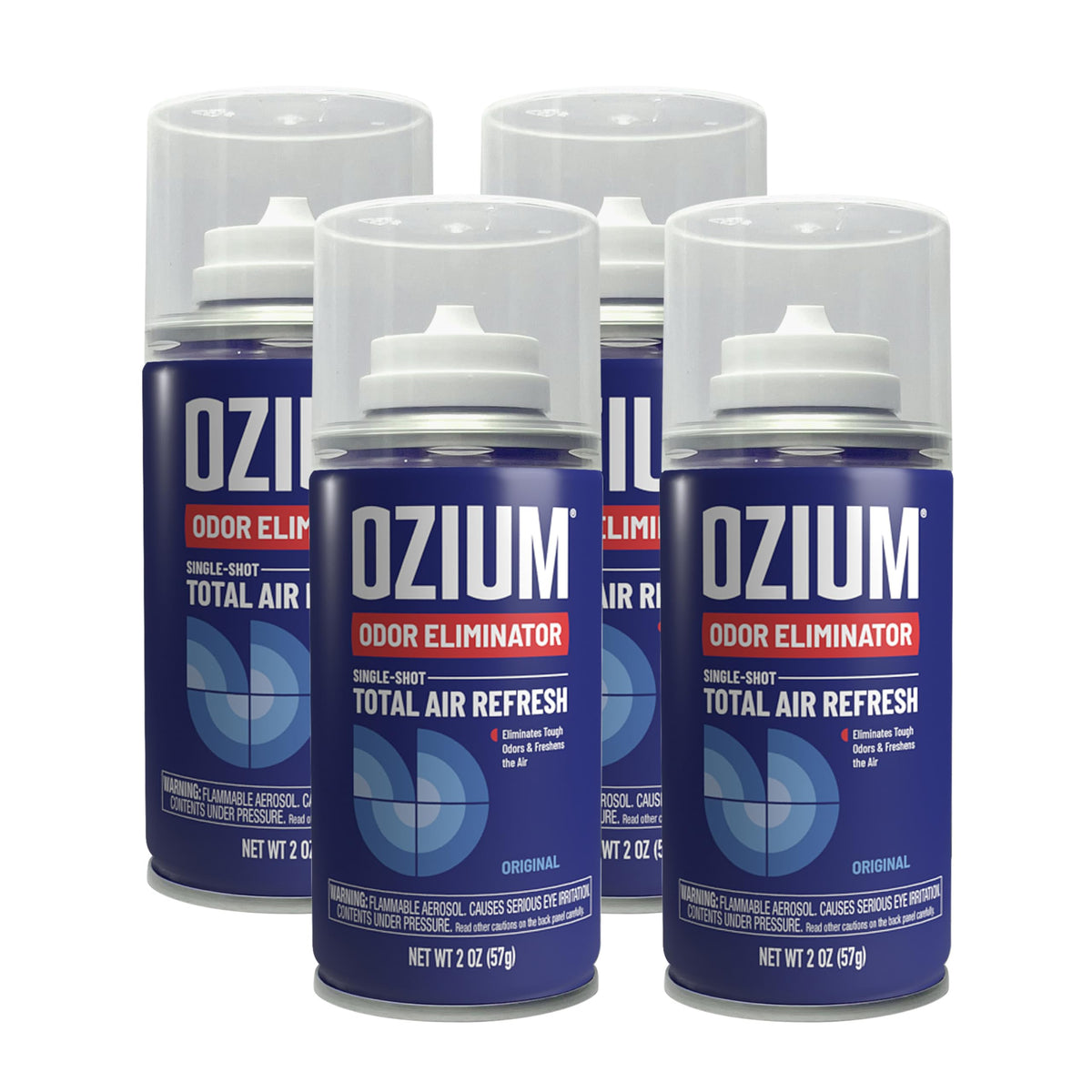 Ozium Original 2oz bottle shot delivers fast air refresh and odor reduction.