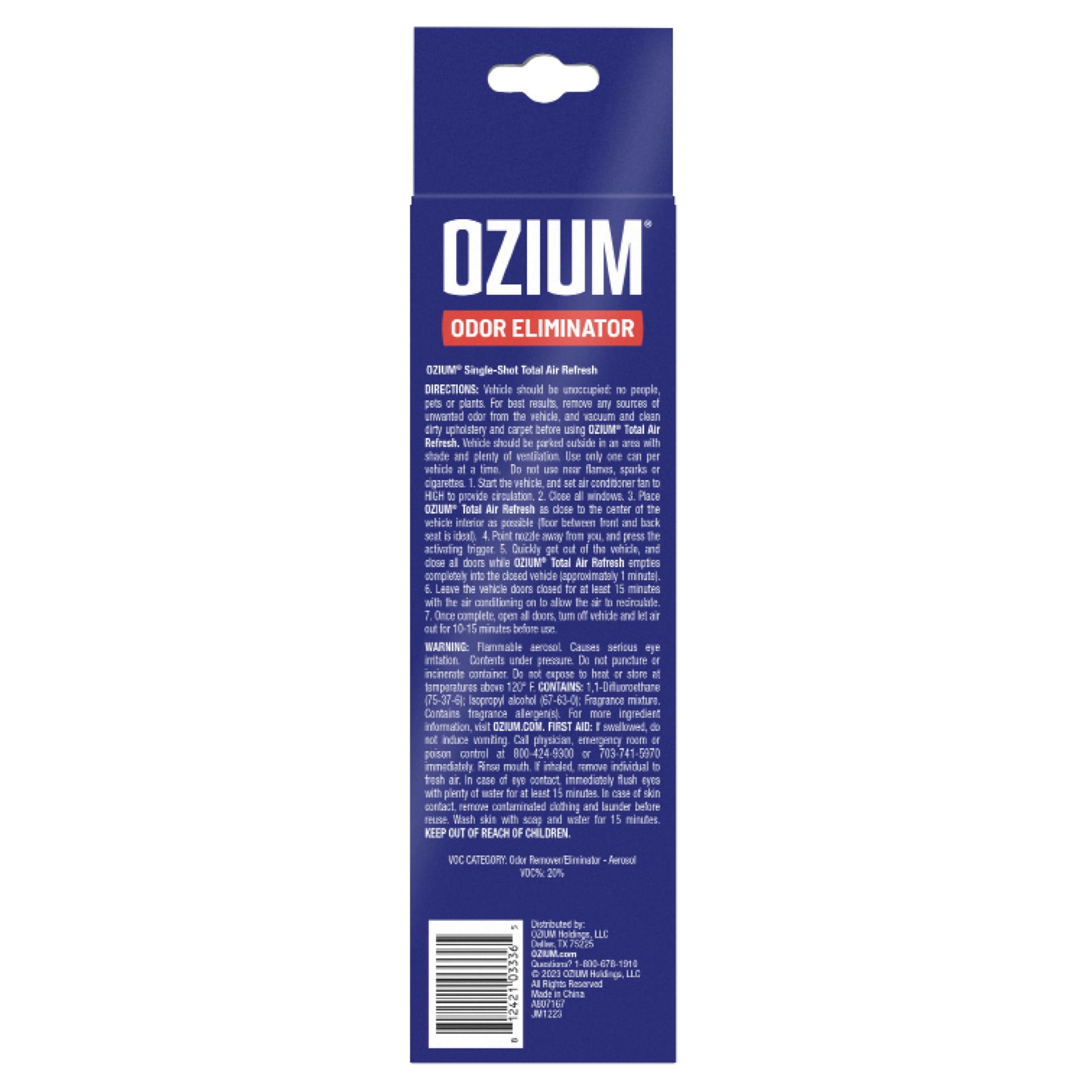Ozium Original one-shot use delivers simple, effective odor control on the go.