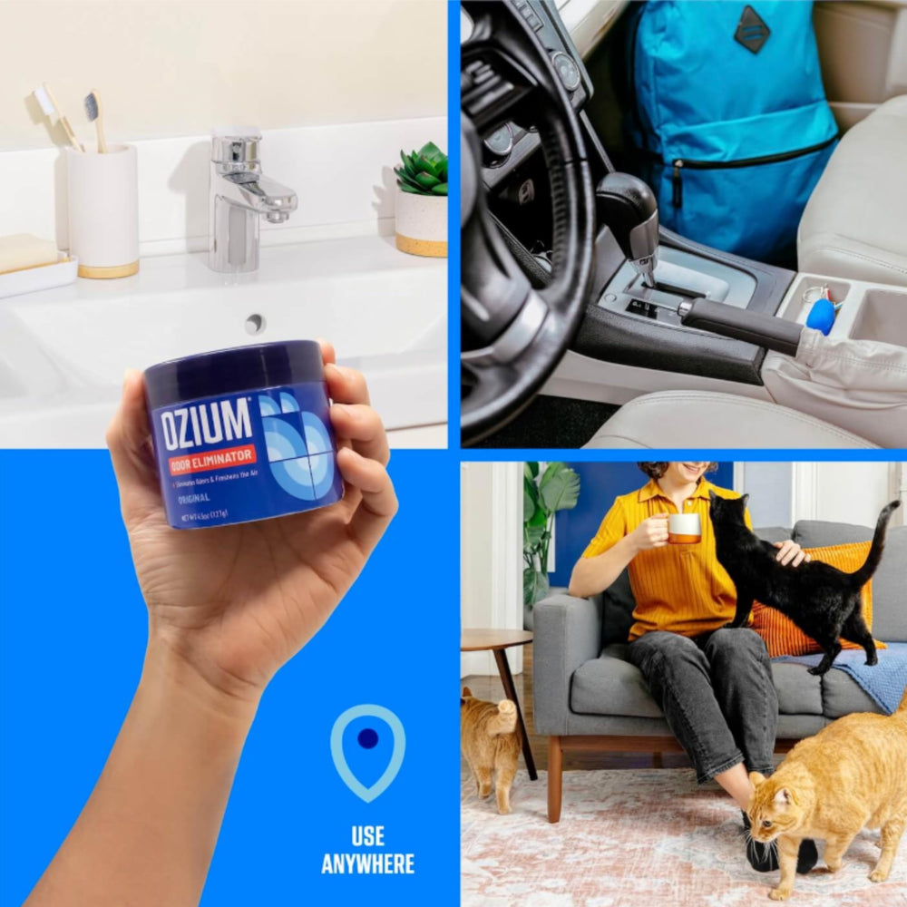 Ozium Original scent gel emphasizes timeless fragrance for everyday spaces.