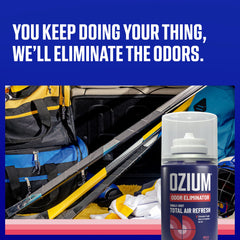 Ozium Wild Cherry 2oz bottle shown from the side for portable freshness