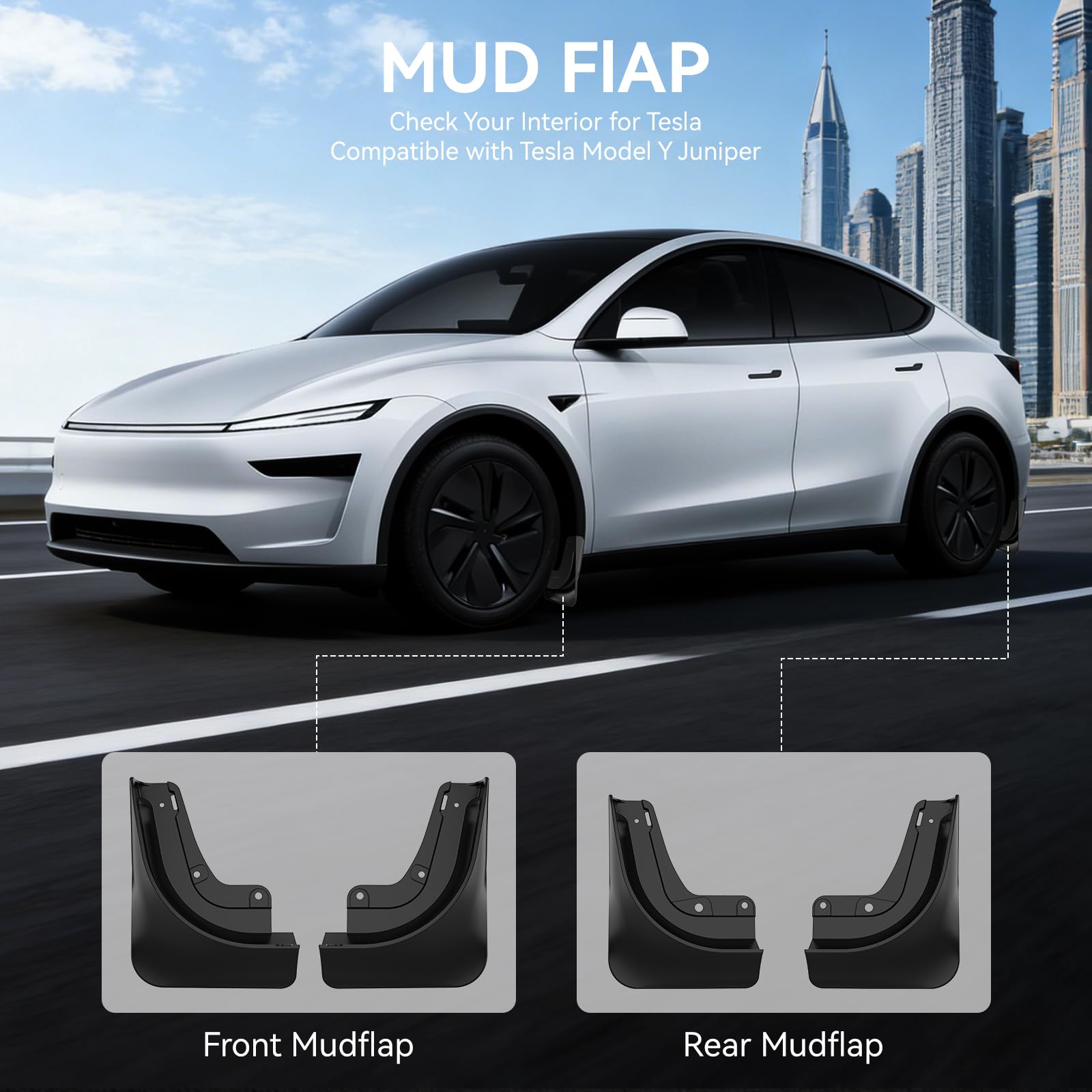 OZPYKAE Model Y fenders providing rugged protection without drilling.