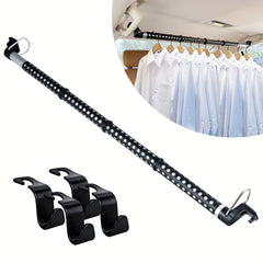 Ozzagar car clothes hanger bar extended to 65 inches for wrinkle-free outfits during road trips