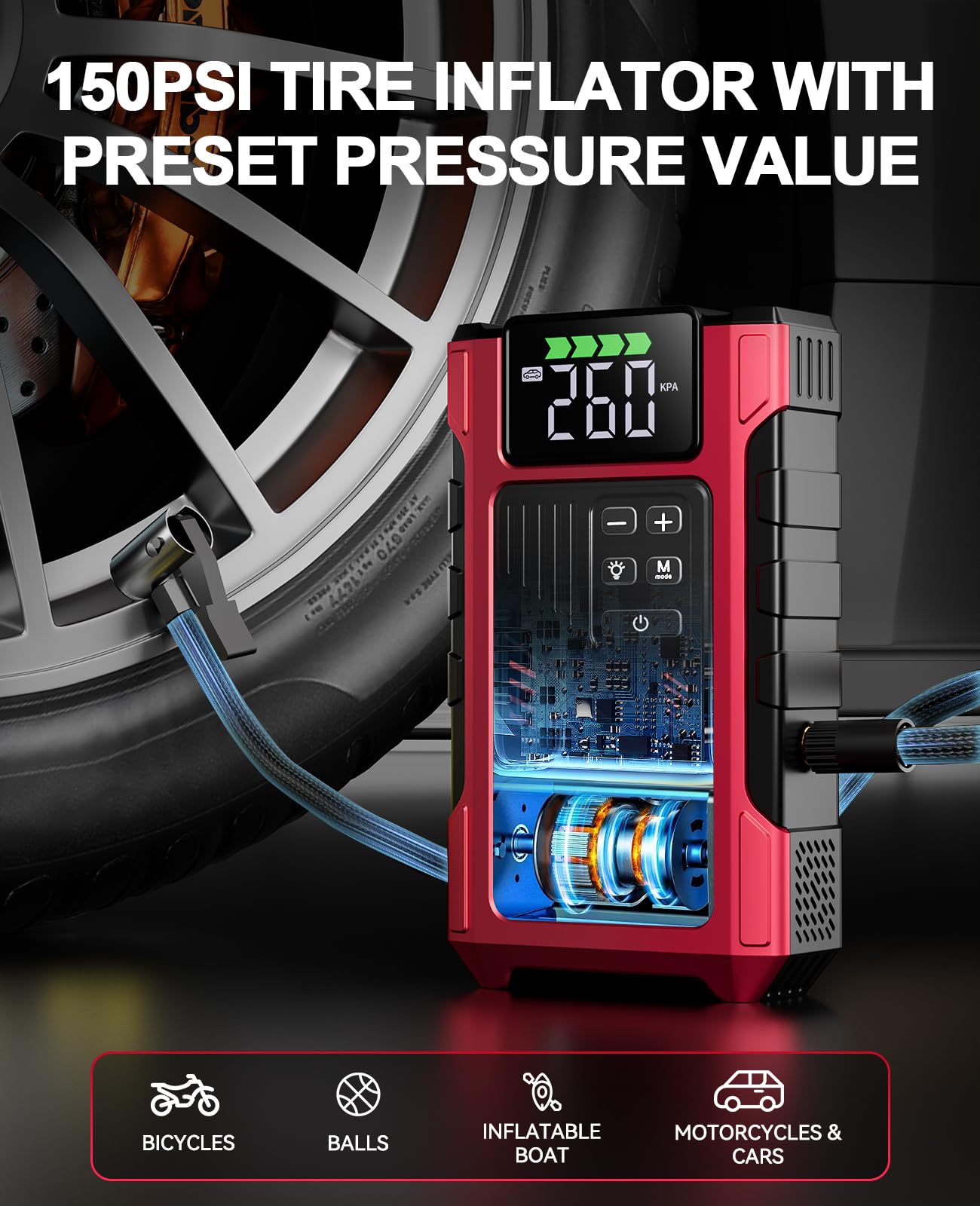 Pabulum 4500A tire pressure monitoring display helps maintain proper inflation.