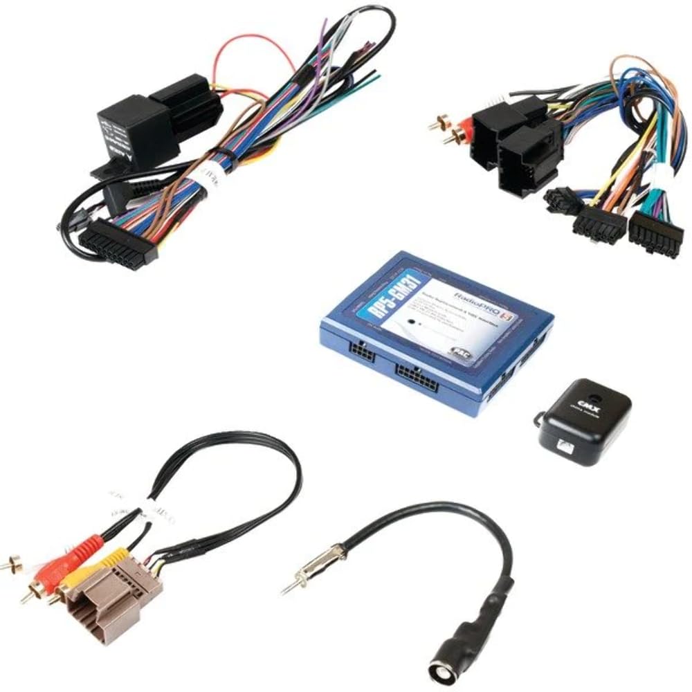 PAC RP5-GM31 blue radio replacement interface preserves OnStar and steering wheel controls for GM LAN vehicles