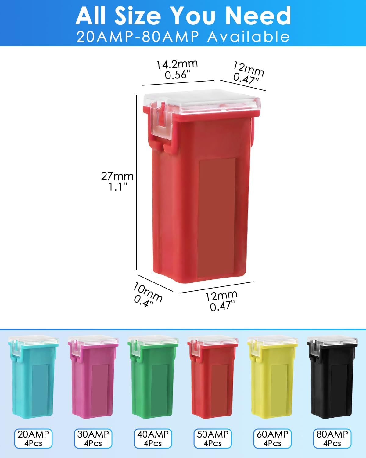 PACETAP colorful tall-profile fuses aiding easy identification and organized storage.