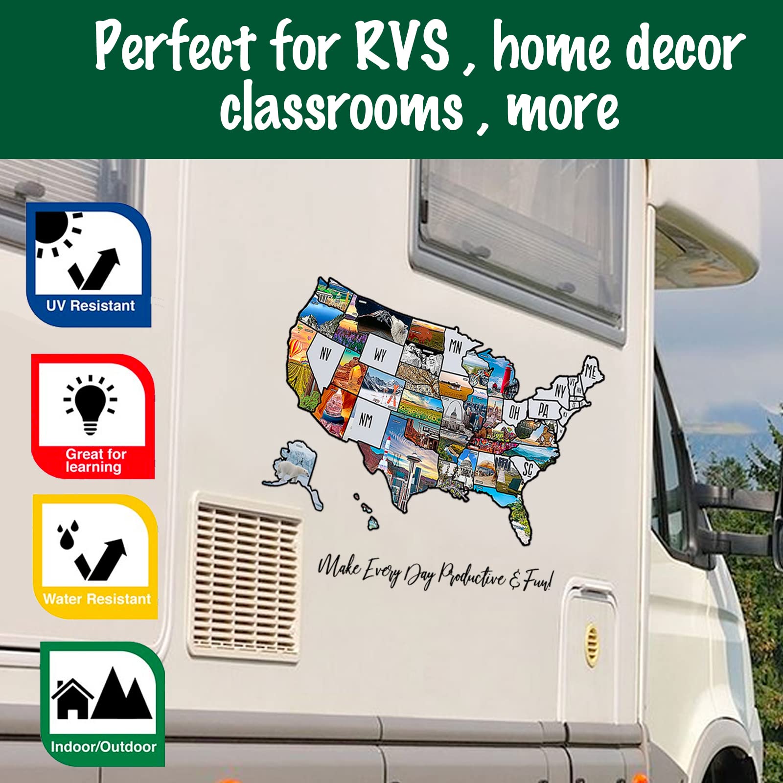 Pacify durable PVC vinyl ensures long-lasting road trip decals.