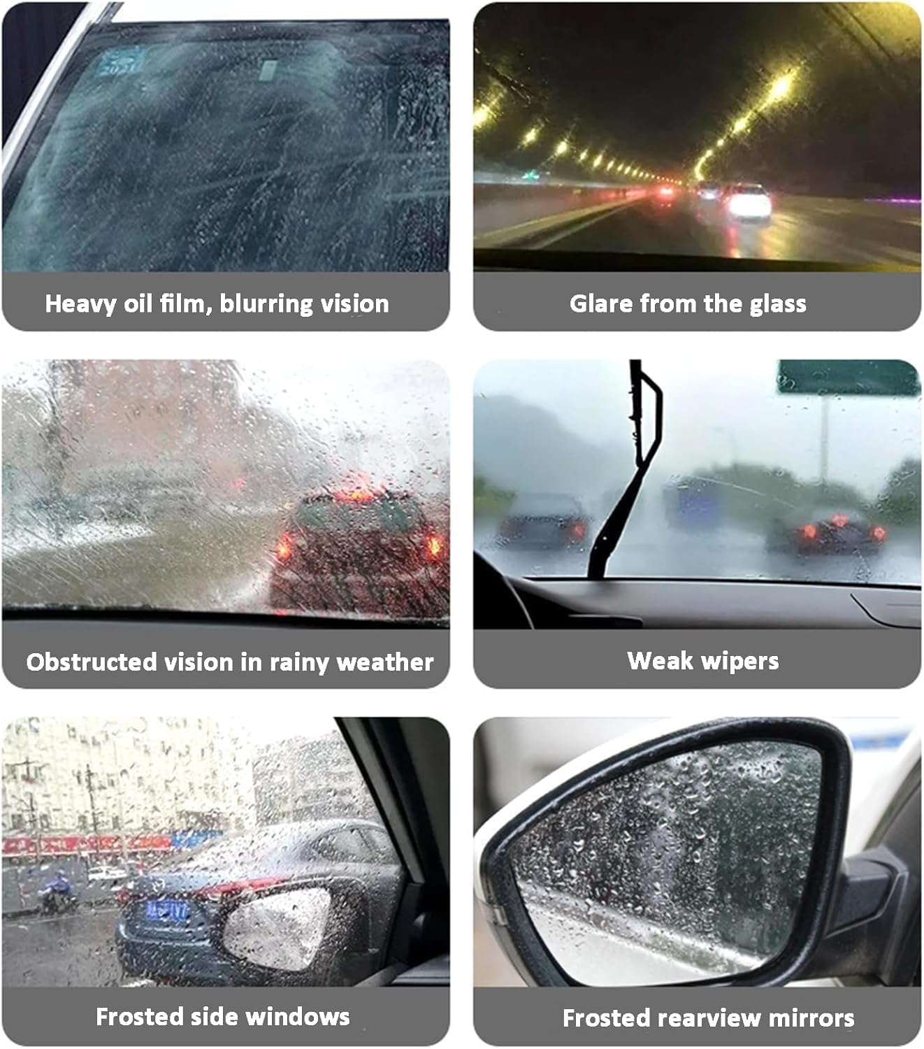 PADIFUL windshield cleaner demonstrating water-repellent spray for clearer rain driving